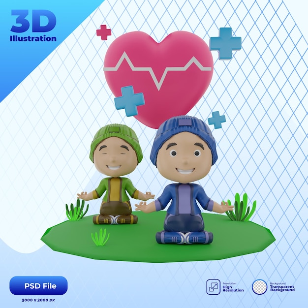 3d rendering of world health day character illustration