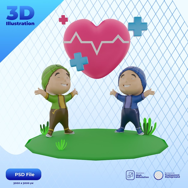 3d rendering of world health day character illustration