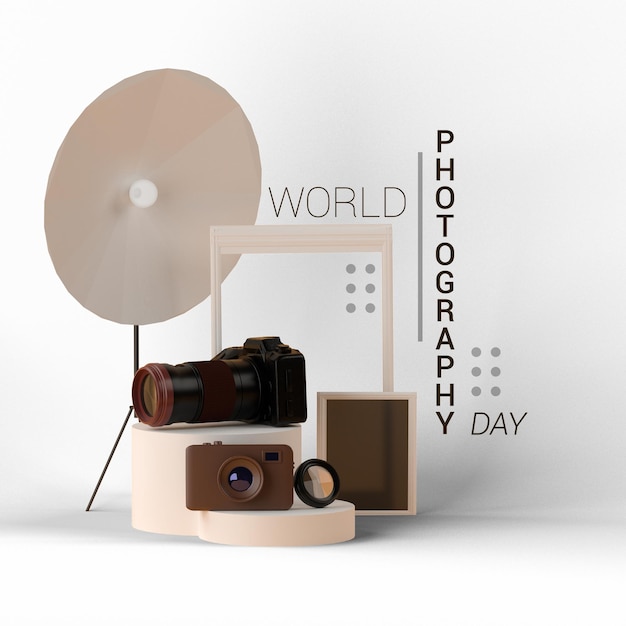 PSD 3d rendering world photography day template