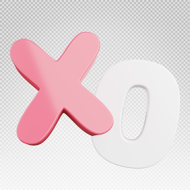 PSD 3d rendering of xo love you icon