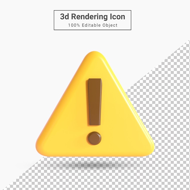 3d rendering yellow alert warning or notification alert icon for website apps