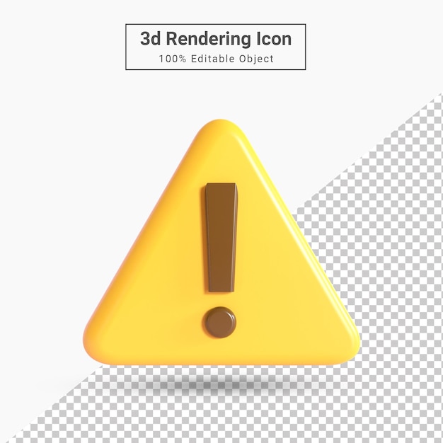 3d-рендеринг желтого предупреждения или значка предупреждения для веб-приложений