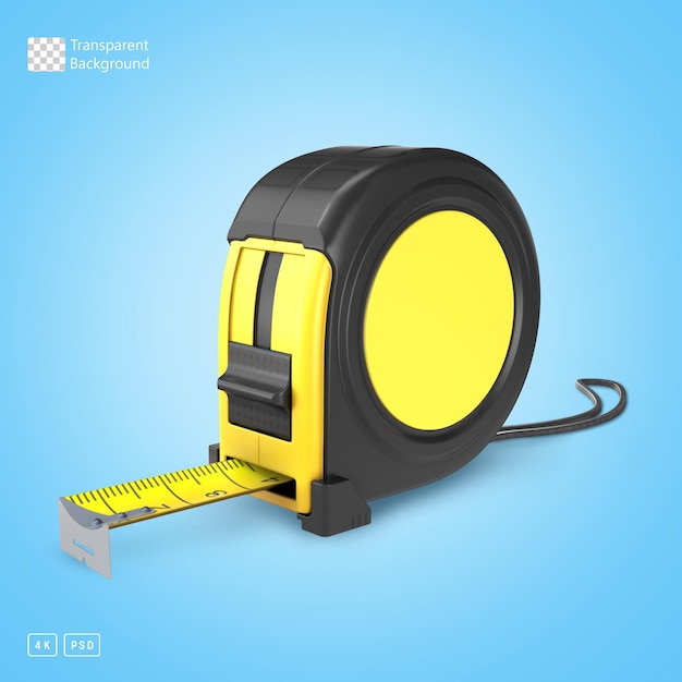3D Rendering Yellow And Black Tape Measure