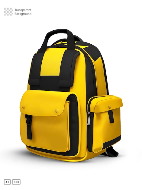 PSD 3d レンダリングの黄色いバックパック