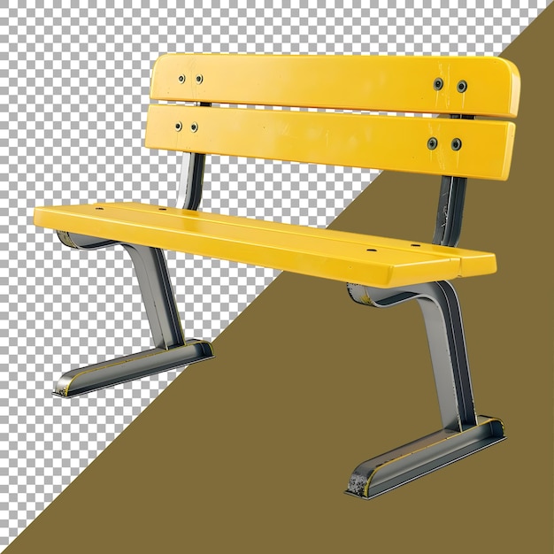 PSD 3d rendering of a yellow bench for sitting on transparent background ai generated