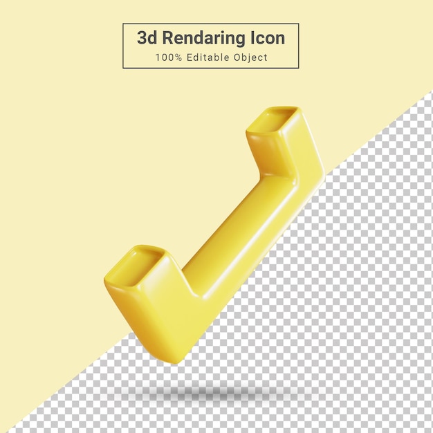 Icona dell'interfaccia utente di chiamata gialla con rendering 3d