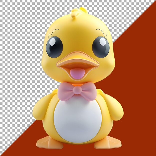 PSD 3d rendering of a yellow duck toy on transparent background ai generated