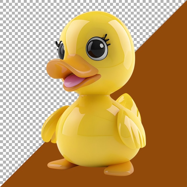 3D Rendering of a Yellow Duck Toy on Transparent Background Ai Generated