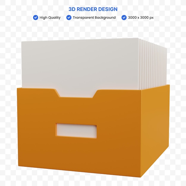 PSD 3d rendering yellow file storage isolated