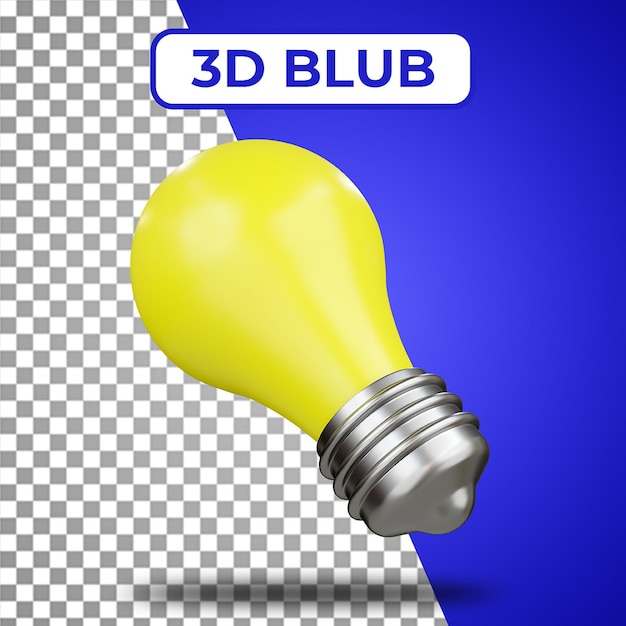 3d rendering yellow light bulb icon or creative idea bulb