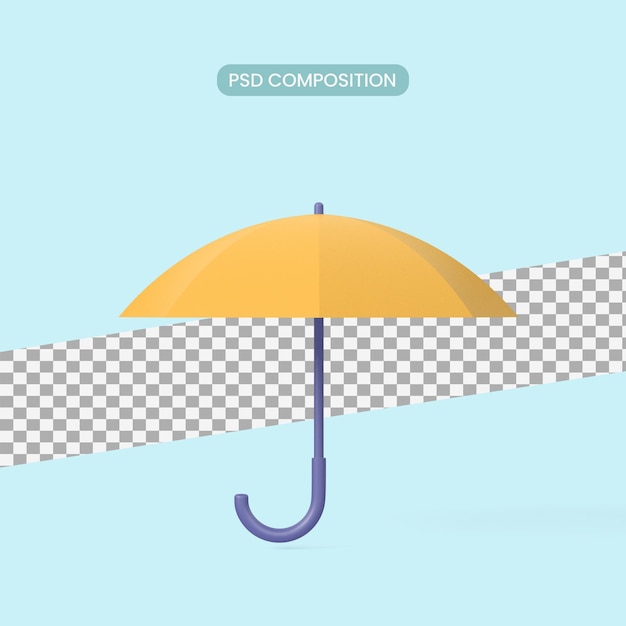 3d rendering yellow sunshade for summer icon isolated