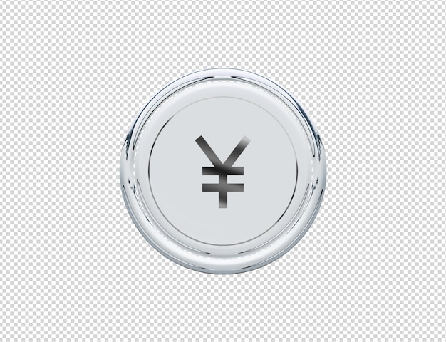 PSD 3d-rendering yen-pictogram zilver glanzend