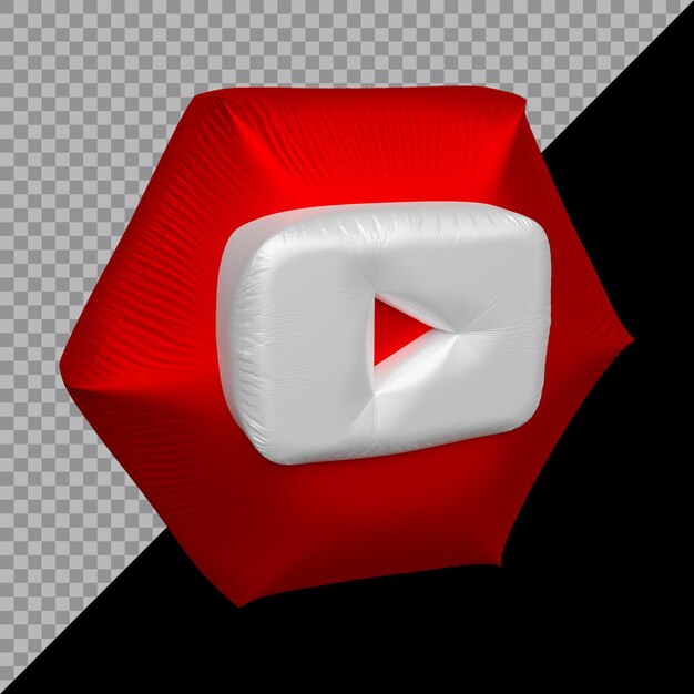 PSD rendering 3d del palloncino dell'icona di youtube