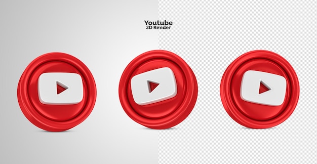 PSD rendering 3d dell'icona del logo di youtube