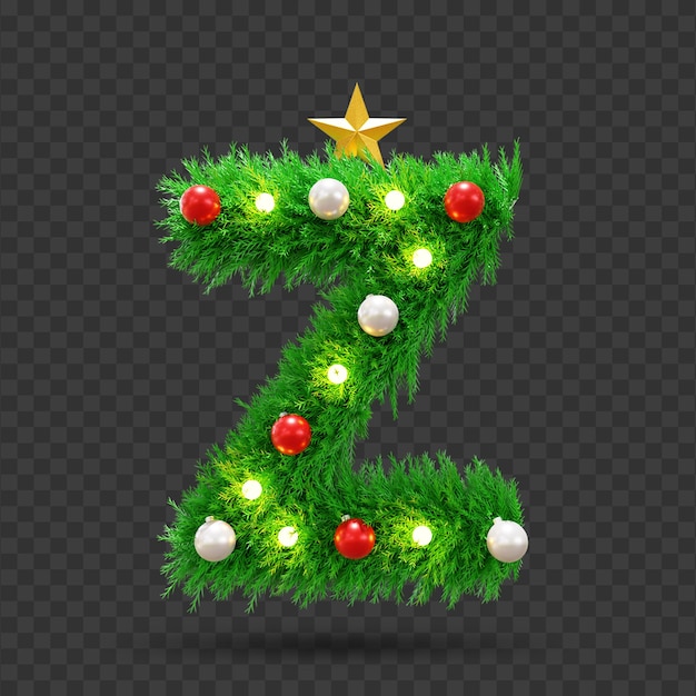 3d-rendering z letter kerst teksteffect