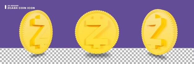 PSD 3d rendering zcash coin icon