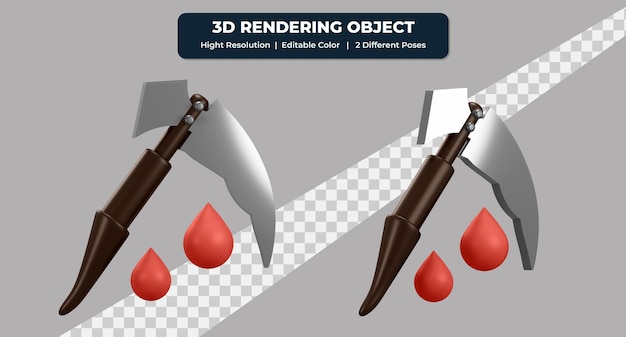 3d-rendering zeispictogram met rood bloed en twee verschillende poses