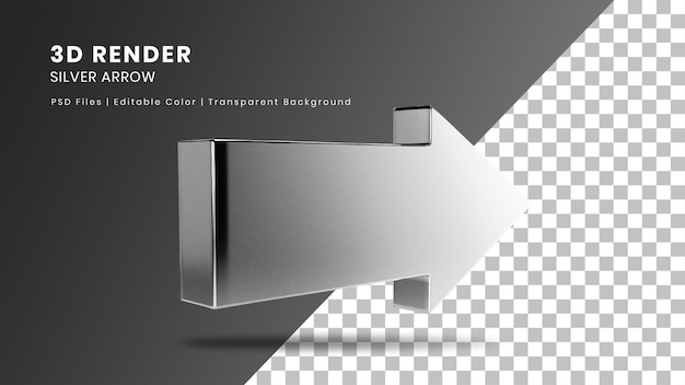 3D-rendering zilveren pijl geïsoleerd