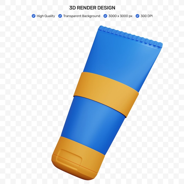 3d-rendering zonnebrandcrème lotion geïsoleerd