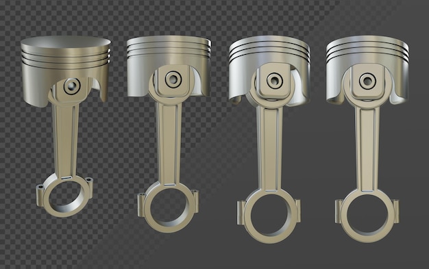 PSD 3d-rendering zuigermotor cilinder monteur perspectief weergave