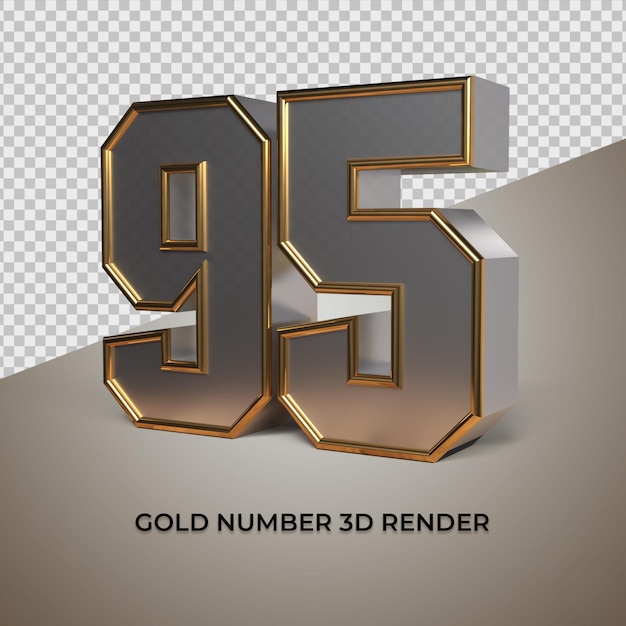 PSD 3d-rendering zwart goud zilver nummer 95