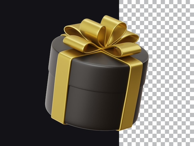 3D-rendering zwarte geschenkdoos met gouden lint concept illustratie