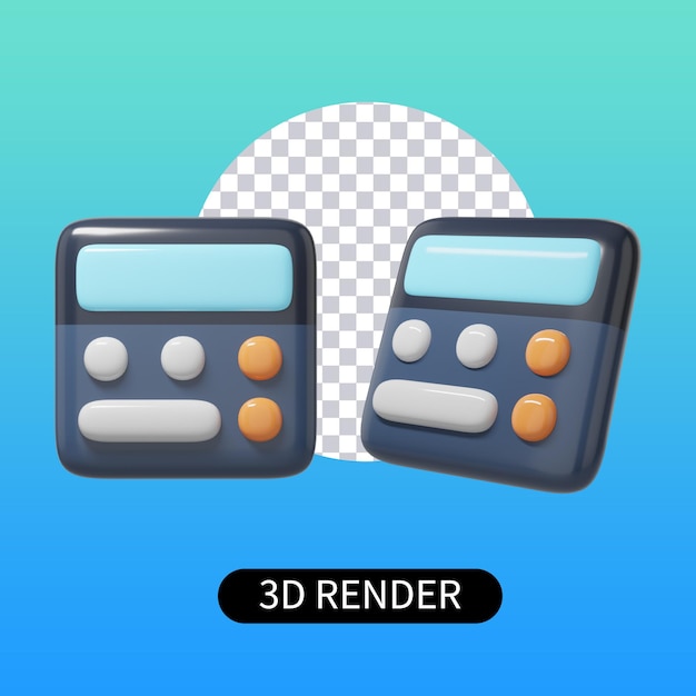 3D-renderingcalculatormetknoppen