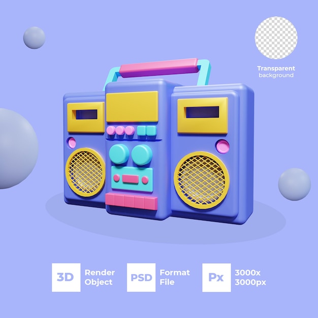 3d-renderingradio met transparante achtergrond psd