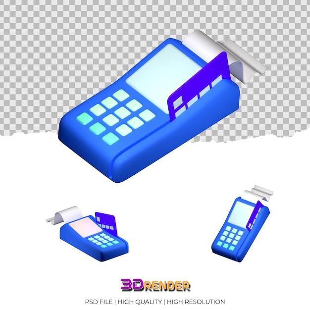 PSD 3d renderings of debit and credit card readers for use in sales marketing promotion and finance