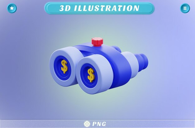 3d-renderingstelescoop voor financiële analist