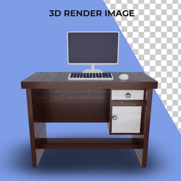 PSD 3d-renderingtafel voor werk