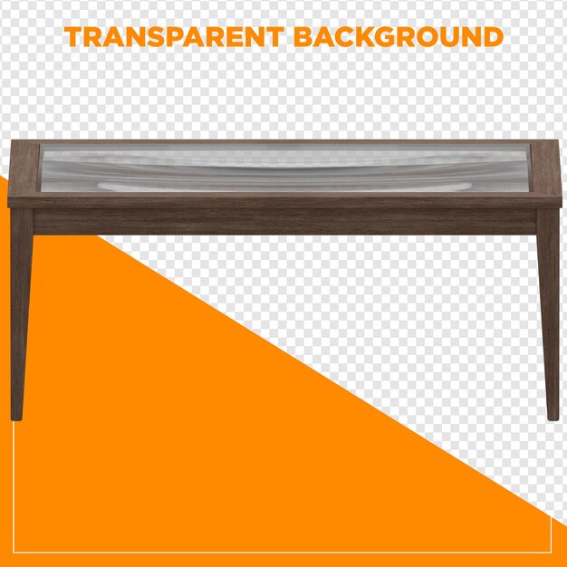 3d-renderöidä suorakulmainen pöytä läpinäkyvällä taustalla