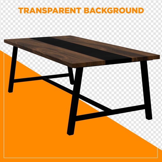 3d-renderöidä suorakulmainen pöytä läpinäkyvällä taustalla