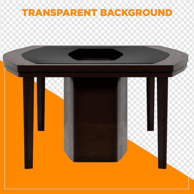 3d-renderöidä suorakulmainen pöytä läpinäkyvällä taustalla