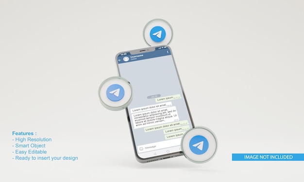 3D-renderöinti Telegram-kuvitus matkapuhelinmallinnus