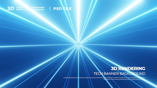 3d-renderöity tunnelimainen tausta, jossa on pitkät valaistut tekniikkalinjat ja kerroksittainen HD PSD