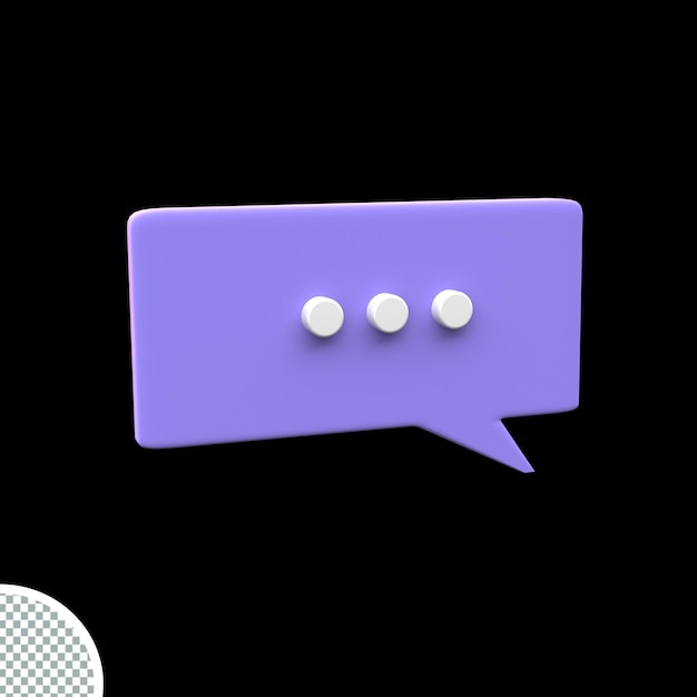 3D-renderöity yksinkertainen violetti puhekupla-chat-ikoni puhekuplaviesteille, 3d-renderöity kuvitus