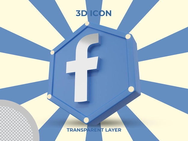 PSD 3d renderowana ikona na białym tle facebook