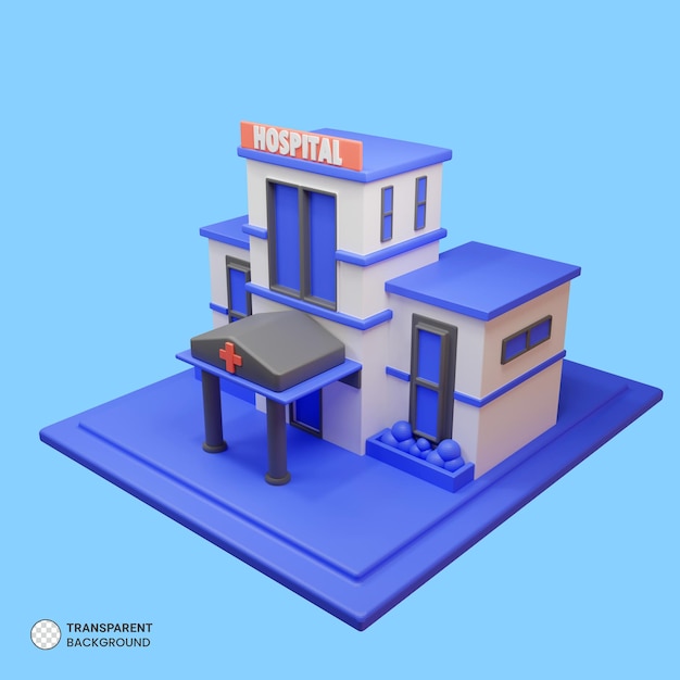 3d renderowana ikona szpitala na białym tle