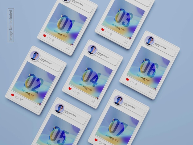 3d renderowana makieta postu na instagramie