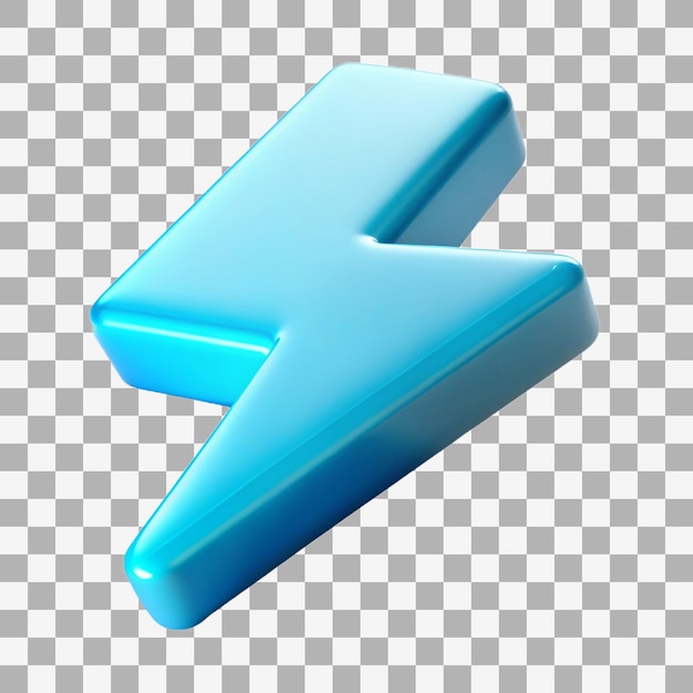 3D renderowana niebieska ikona błyskawicy