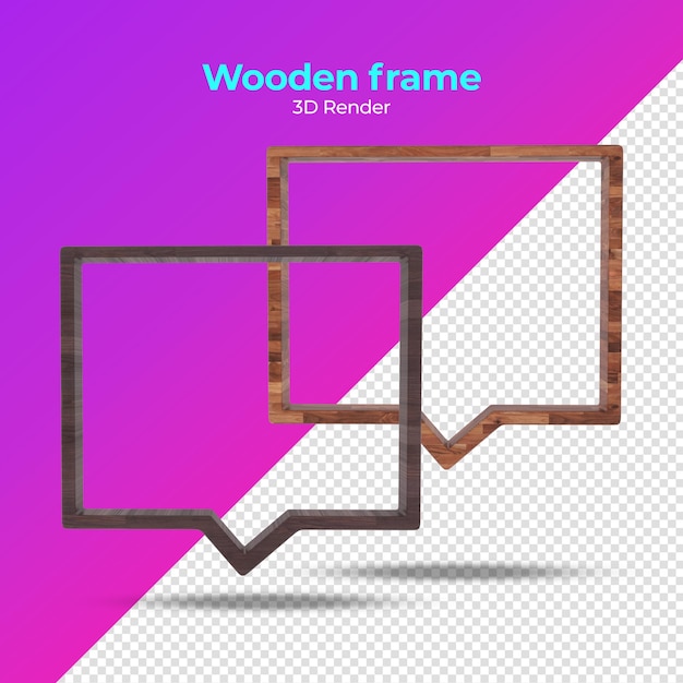 PSD 3d renderowane drewniane teksturowane ramki do tekstu
