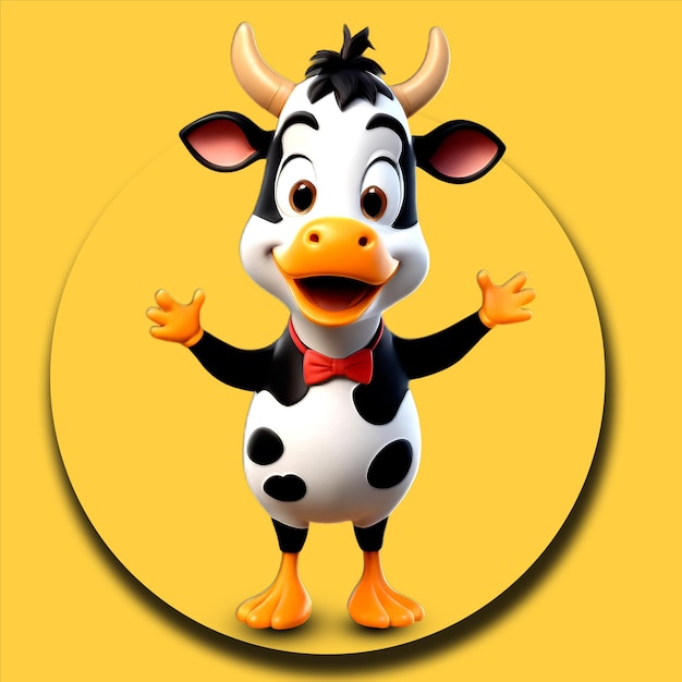 PSD 3d renderowane ilustracje zabawne postacie krowy clipart png ai generowane