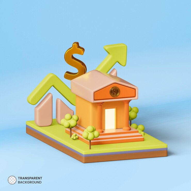 PSD 3d renderowane pieniądze bank na białym tle icon4