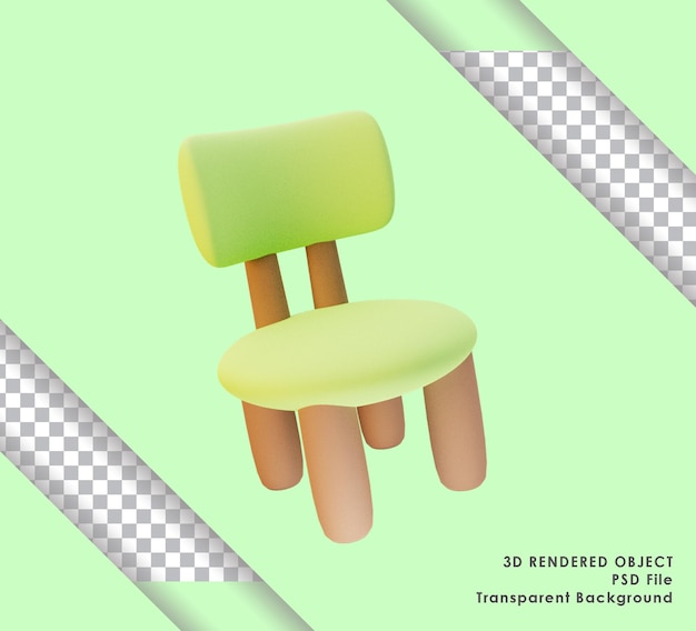 3D renderowane słodkie zielone krzesło matcha