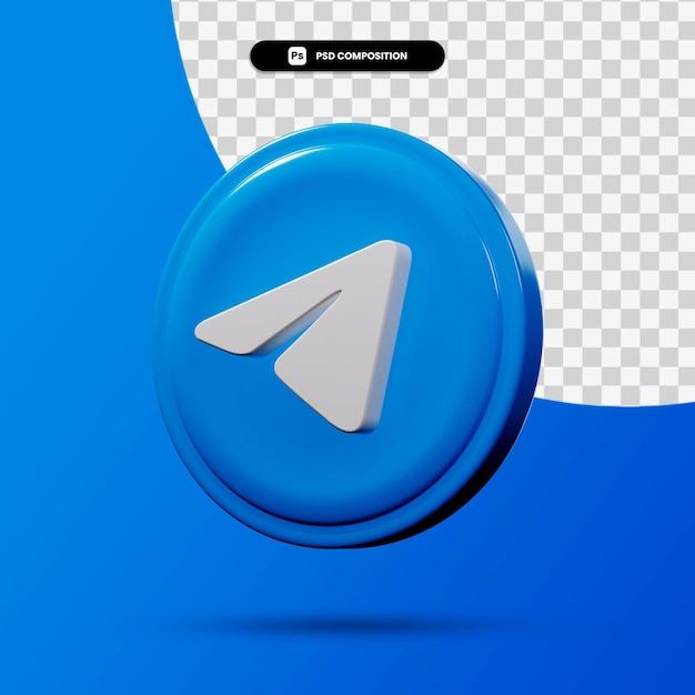 3d Renderowania Aplikacji Logo Telegramu Na Białym Tle