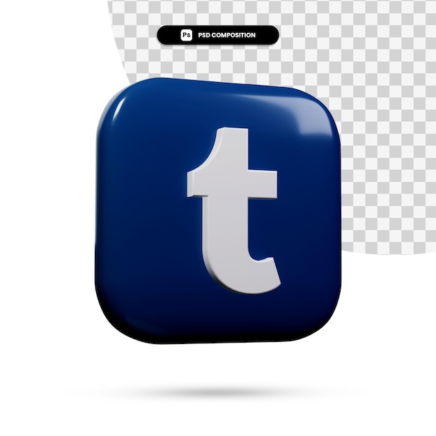 PSD 3d renderowania aplikacji logo tumblr na białym tle