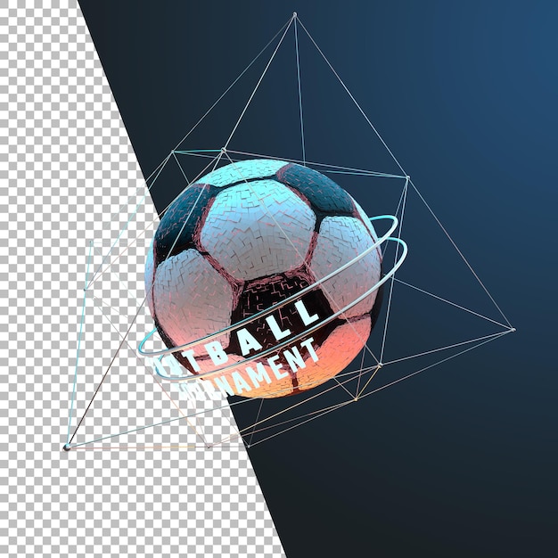 PSD 3d renderowania grafiki turnieju piłki nożnej w piłce nożnej