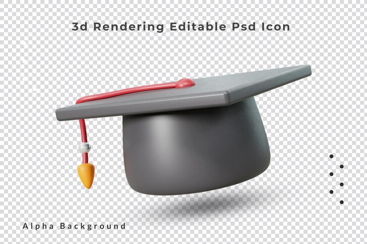 3d renderowania ikona czapki ukończenia szkoły