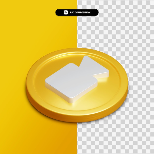 3D renderowania ikona multimediów na złote koło na białym tle